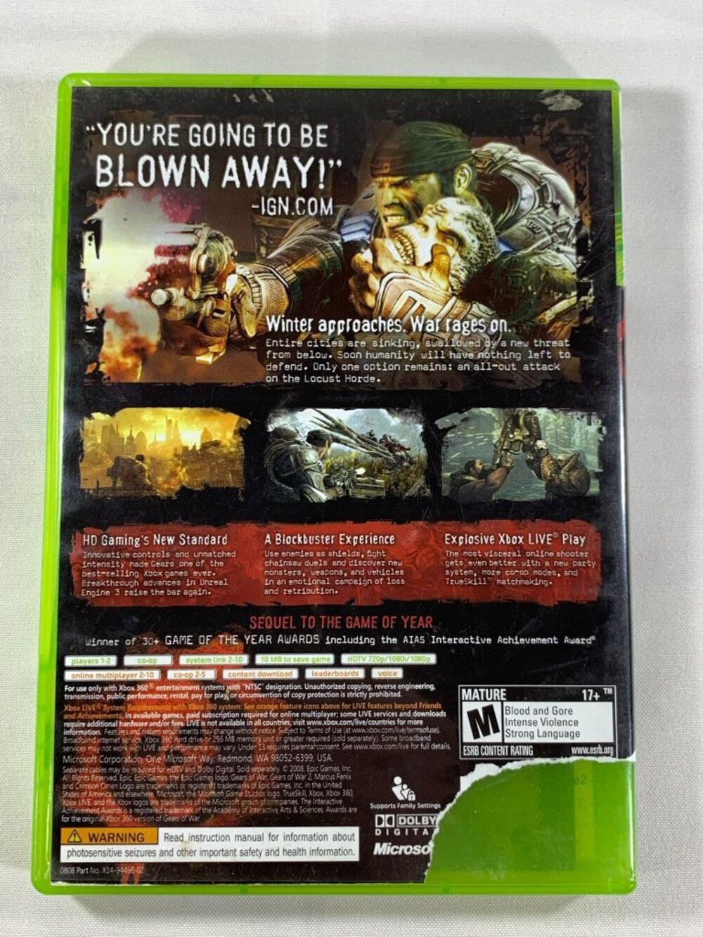Gears Of War 2 Xbox 360 Video Game Complete With Manual Mature 17+ Tested - Picture 3 of 5
